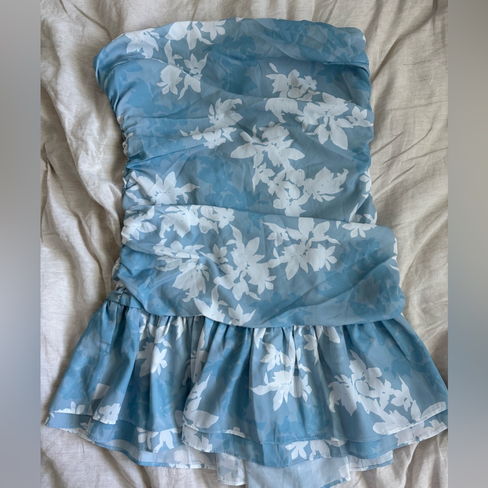 Peppermayo Corrine Strapless Mini Dress - Blue Blossom